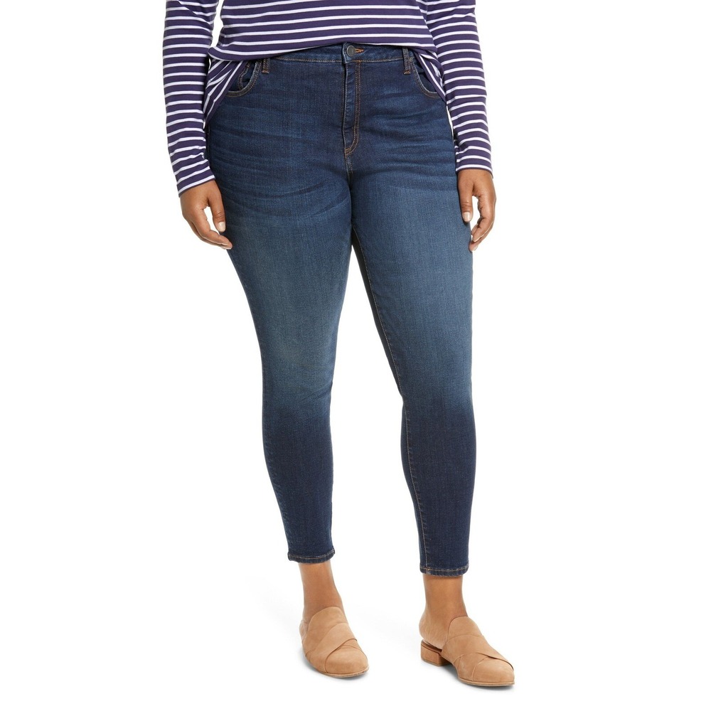 Dark‎ Wash Denim Jeggings High Rise Skinny Jeans Comfort Stretch Size Plus